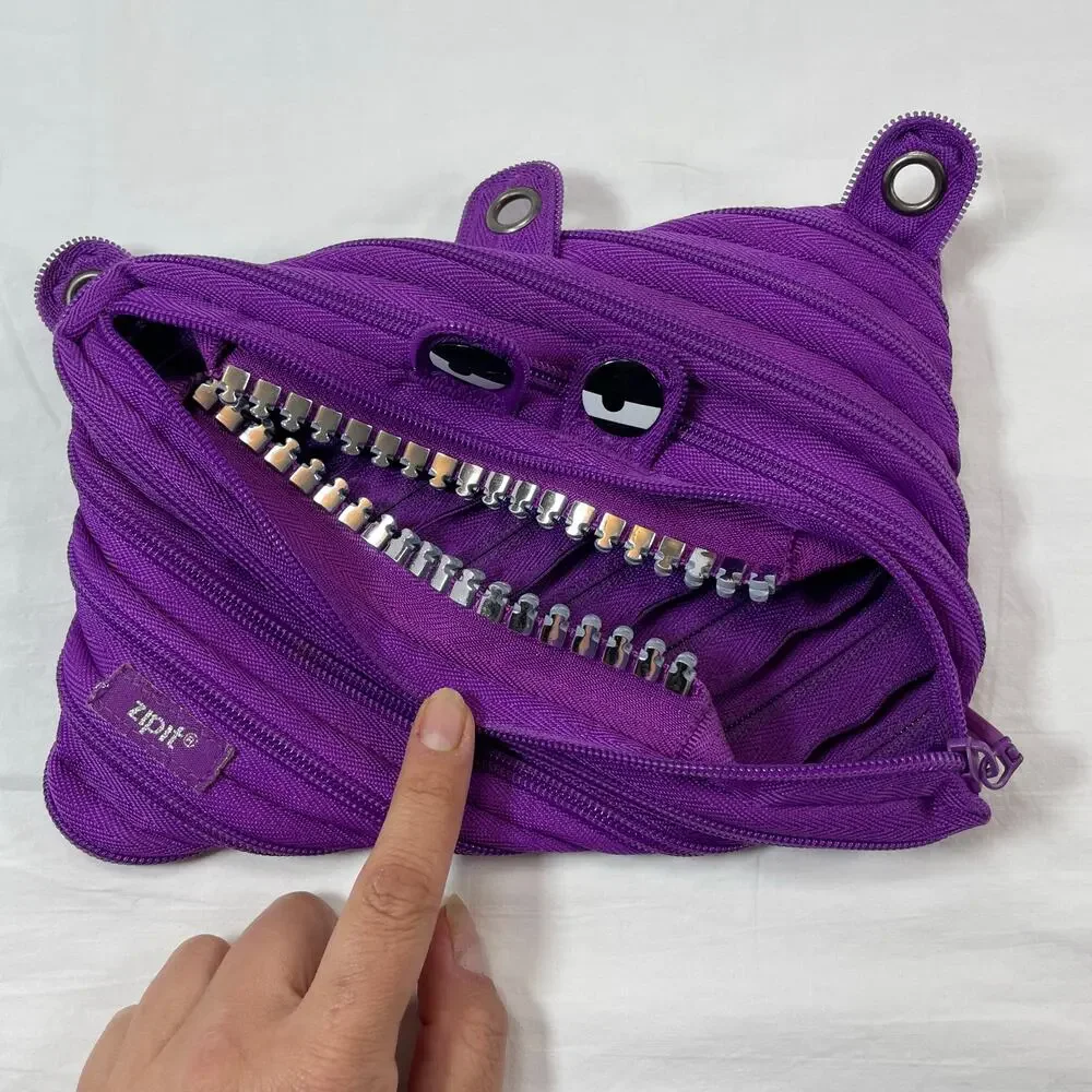Zipit Monster Large Pencil Case Purple 3 Ring Binder Pouch Kids
